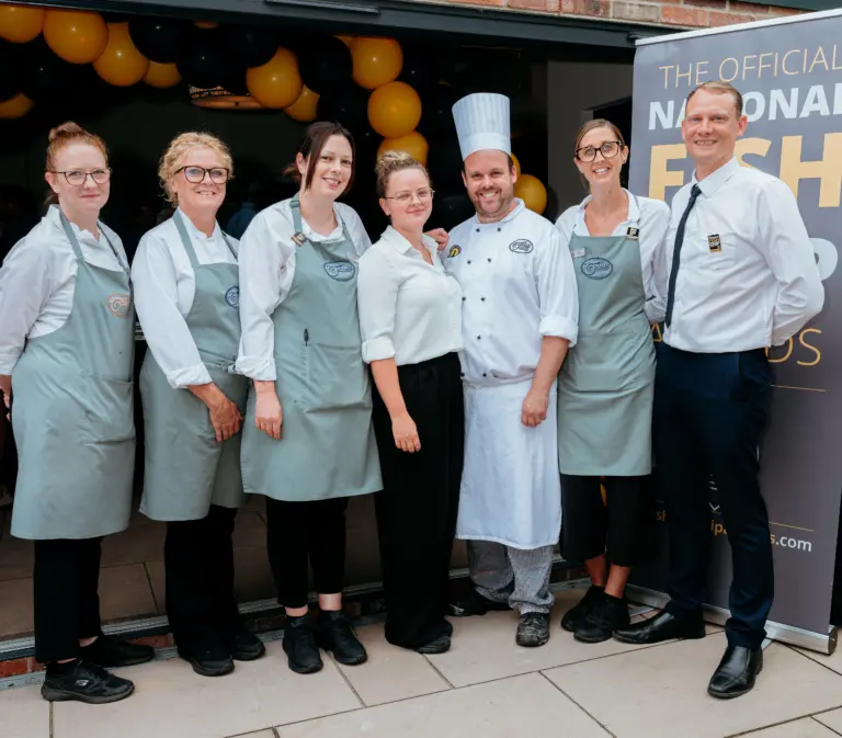 General Manager Andrew Wilkinson, pictured right, with the team at Trenchers of Whitby, the National Fish & Chip Awards’ Restaurant of the Year winner 2026