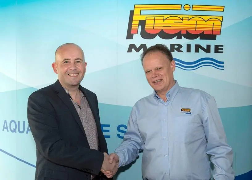 Iain Forbes, Director of Fusion Marine (right) and Richard Darbyshire, Regional Production Manager, Scottish Sea Farms