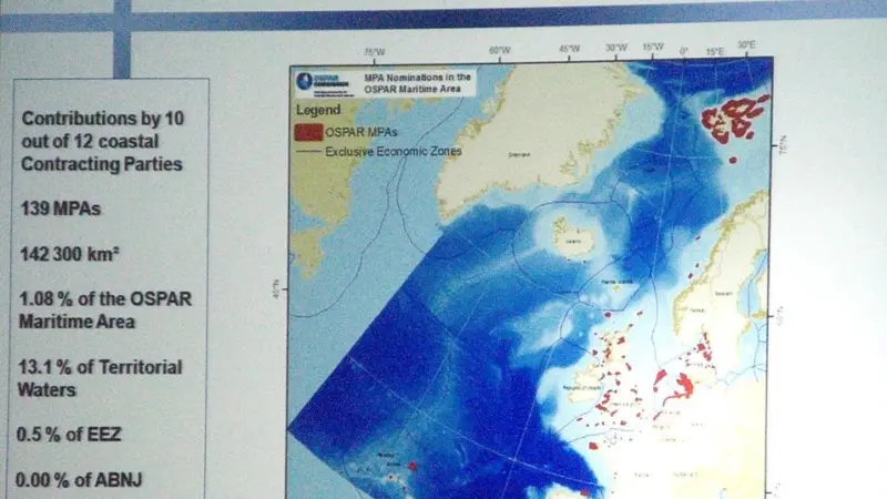 Some of the proposed/agreed areas before the undersea land grab. OSPAR (Oslo Paris Convention) began to emerge in 1972 to stop waste dumping in the Northeast Atlantic. Credit: TW : EEC Photos