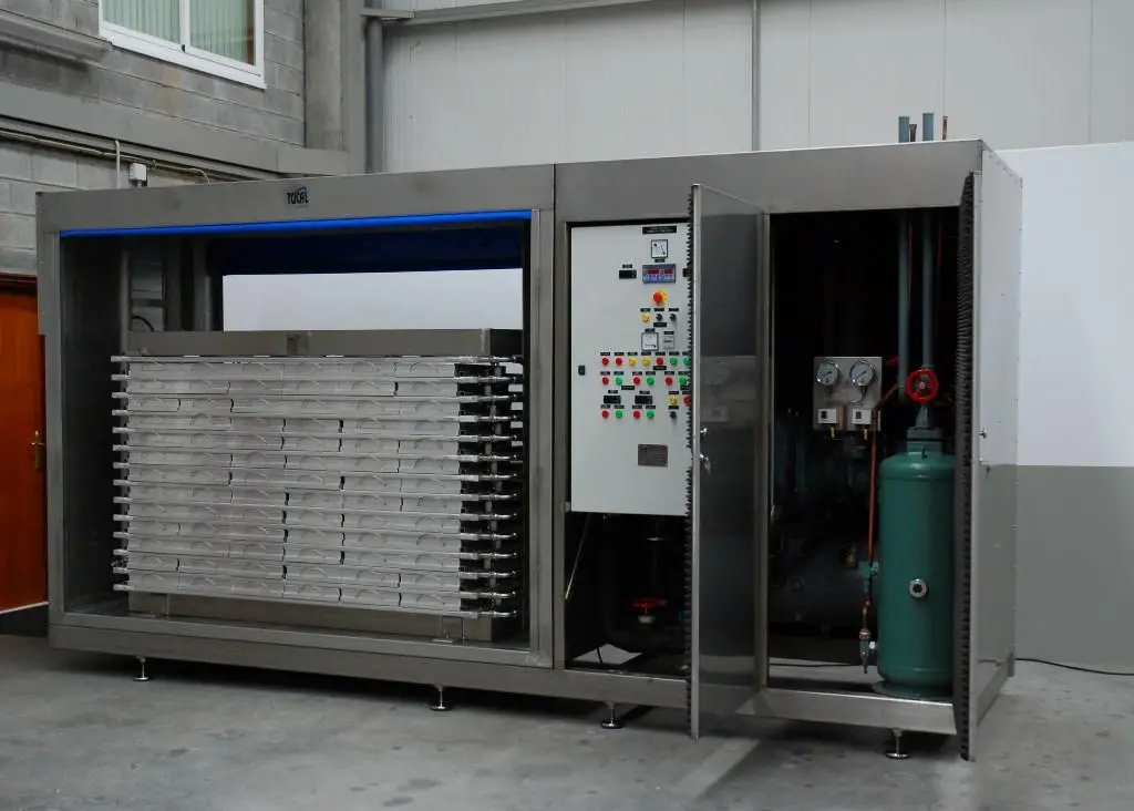 A compact horizontal plate freezer, ready for delivery