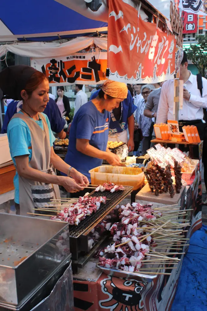 Tohoku seafood products being sold at a street fair in Tokyo