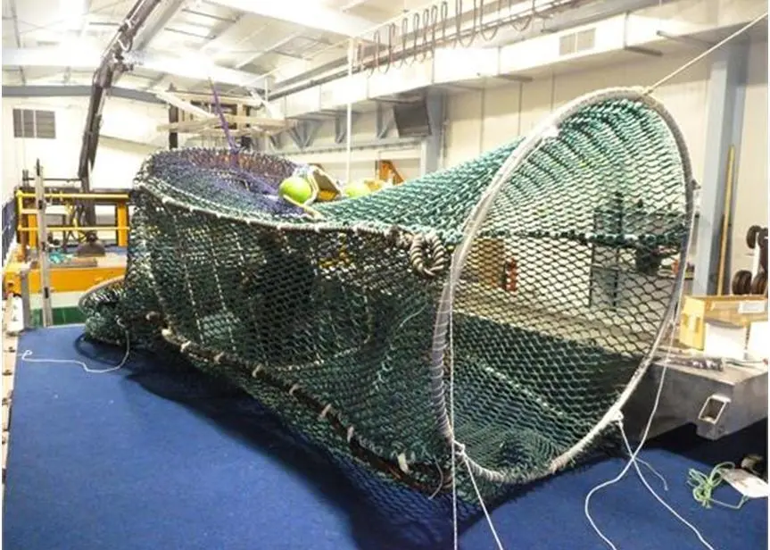 The new seal excluder device, ready to be tested in the flume tank