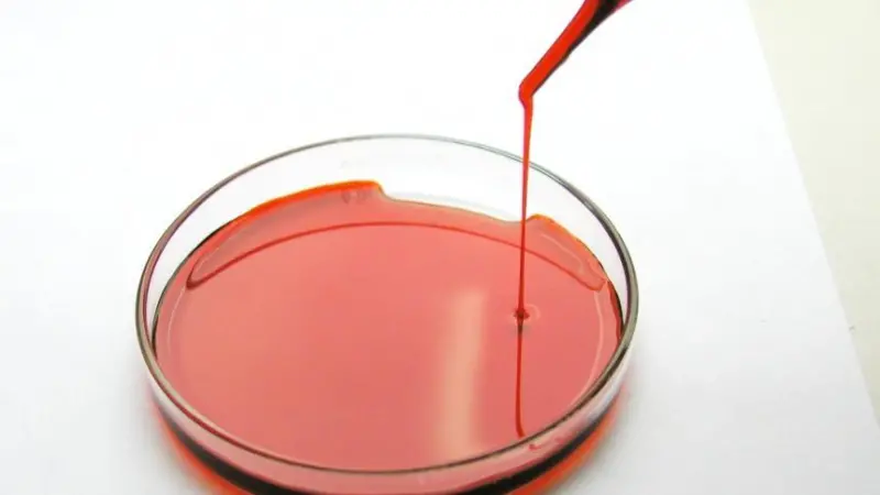 Sample of oil extracted from krill by the new Tharos method, which is claimed to be the only technique not to involve the use of solvents or chemicals. Picture courtesy of Tharos Ltd