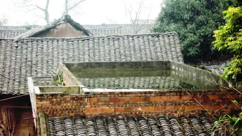 Cheap, sustainable, house roof fish ‘tanks’ in Xiangjiaba village above the Jinsha river, Sichuan Province, China. © TW : EEC Photos