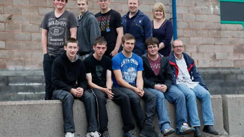 Back row left to right: Billy Williamson (Whalsay), Ryan Galbraith (Lerwick), Arran Hunter (Bressay), Mark Fullerton (Instructor), Caroline Hepburn (Liaison Officer). Front row left to right: Ryan McGuinness (Dounby, Orkney), Kyle Stirling-Laude...