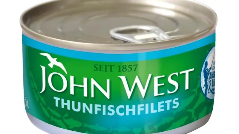 John West 100% pole line caught skipjack tuna for the German market