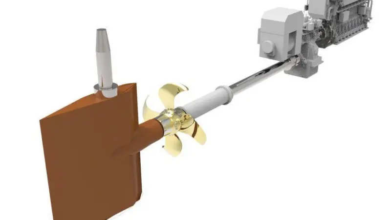 Energy efficient solution with 8L32/44CR with reduction gearbox, Alpha Kappel design propeller and Rudderbulb