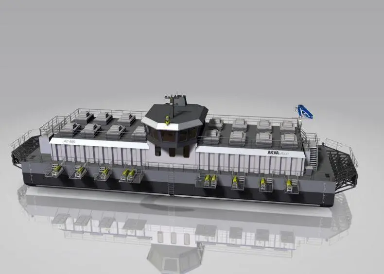 The world’s biggest fish feeding steel barge