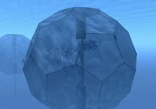 Hawaii Oceanic Technology Inc. has recently announced that it intends to deploy a huge automated spherical fish cage, the Oceansphere™. Credit: Hawaii Oceanic Technology Inc