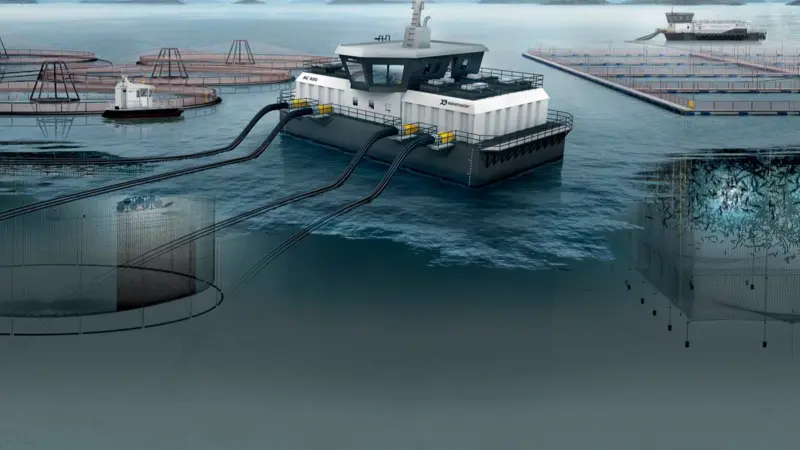 A whole marine farming system was suggested by the AKVA Group. Credit: AKVA Group, www.akvagroup.com