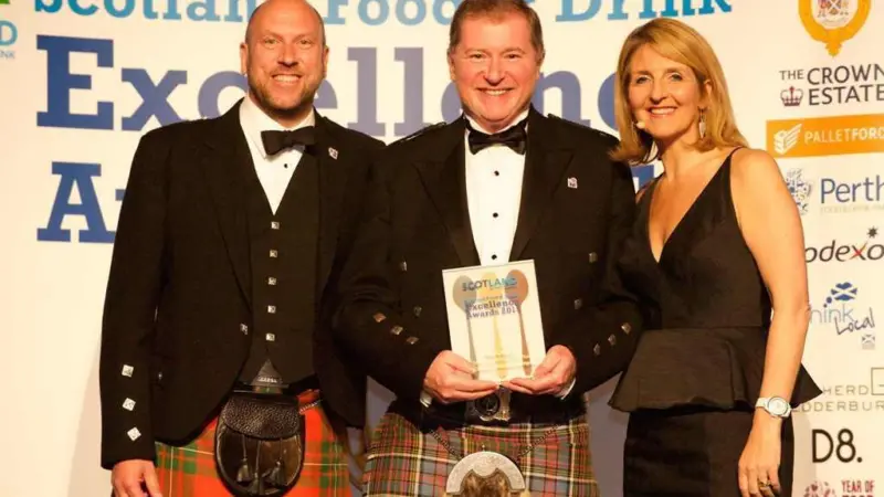 (L-R): David Littlejohn from Perth Food and Drink Park, Craig Anderson, Managing Director at The Scottish Salmon Company, and TV presenter Kaye Adams