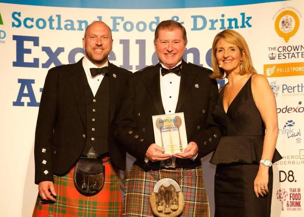 (L-R): David Littlejohn from Perth Food and Drink Park, Craig Anderson, Managing Director at The Scottish Salmon Company, and TV presenter Kaye Adams