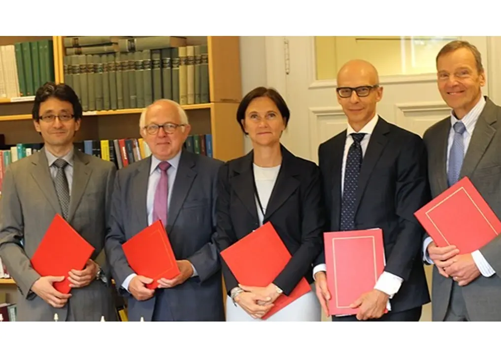 L-R: Charge d’Affaires, Renato Caldart, Canada; Ambassador, Torben Brylle, Denmark; Director General, Margit Tveiten, Norway; Ambassador, Vyacheslav Pavlovskiy, Russia; and Charge d’Affaires, Robert Bradtke, USA. Credit: M.B. Haga, MFA