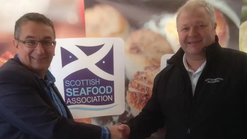 SNP MSP Christian Allard and Will Clark of the Scottish Seafood Association are calling for action to be taken
