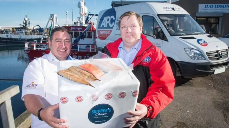 Ewan Ferguson, depot manager at Thistle Couriers with Jimmy Buchan