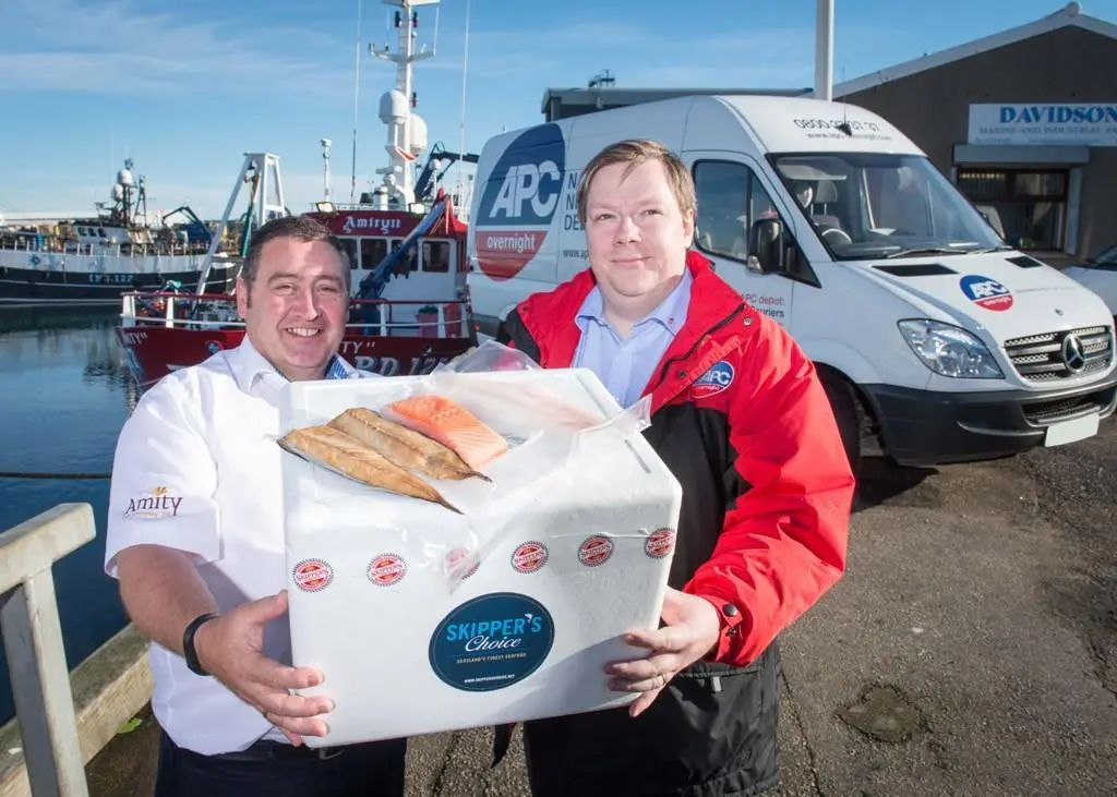 Ewan Ferguson, depot manager at Thistle Couriers with Jimmy Buchan