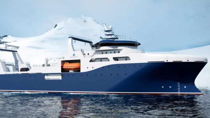 The new krill fishing factory vessel, the largest of its kind in the world, to be built for Jiangsu Sunline Deep Sea Fisheries Co is designed by Wärtsilä