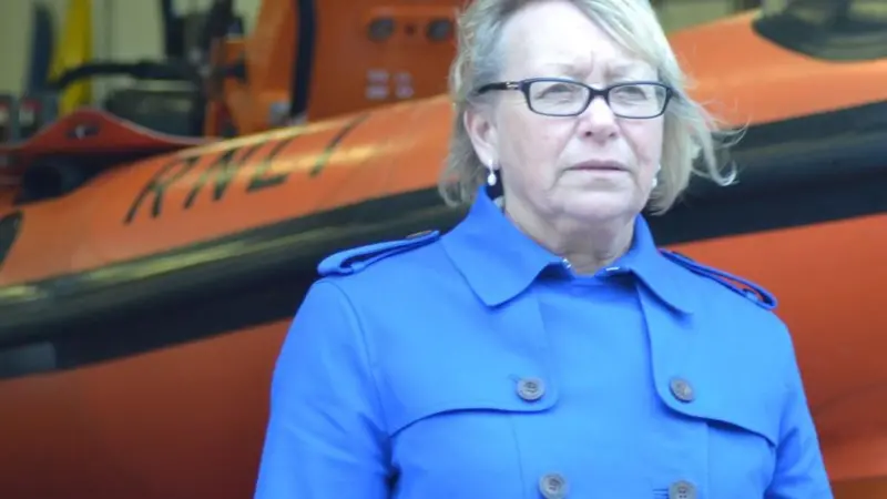 Sheryll Murray at the RNLI's Looe Lifeboat Station. Credit: RNLI