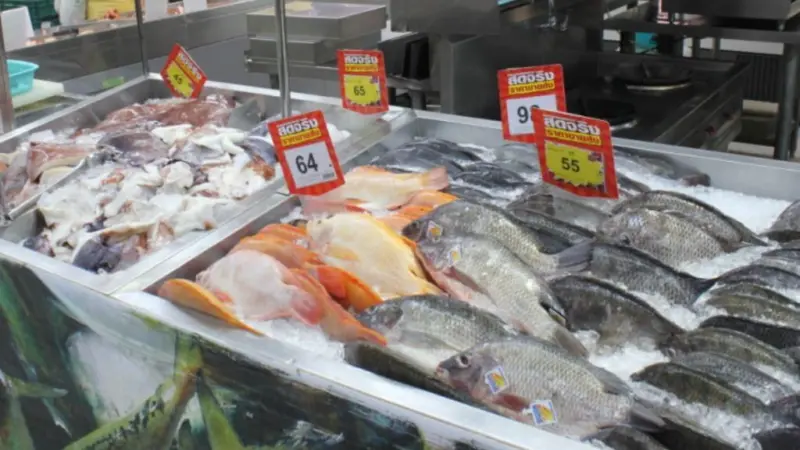Fish for sale at a Thai supermarket