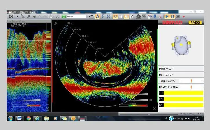 FM90 data showing mackerel, captured from Danish combi vessel HG333 'Isafold'