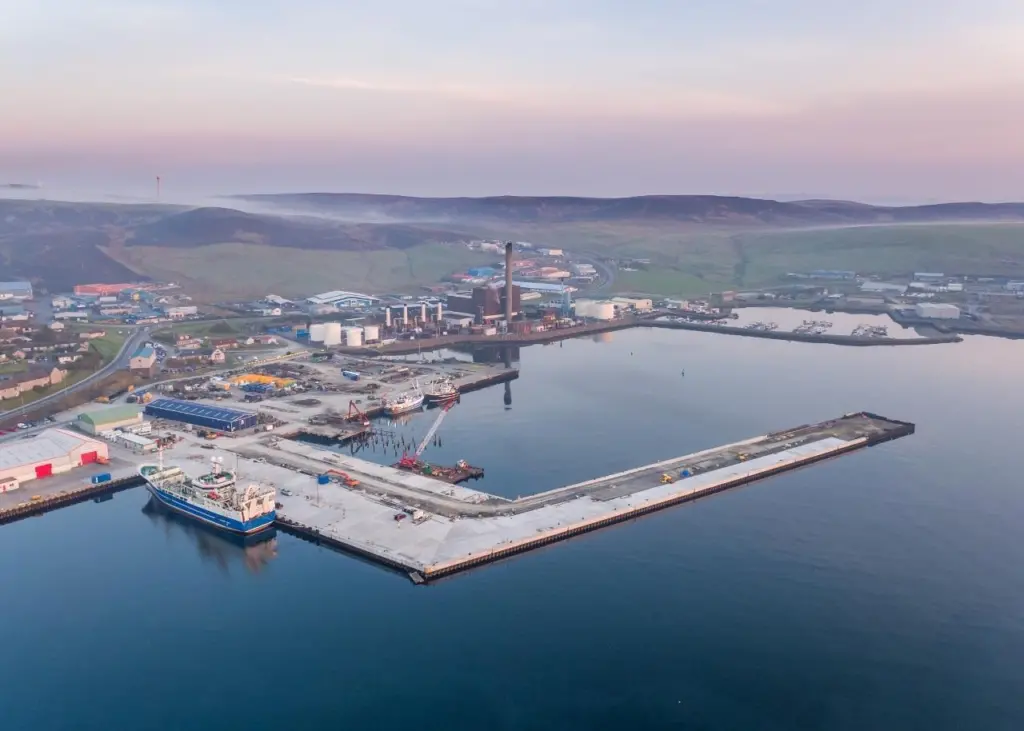 The Holmsgarth North jetty under construction - work at Lerwick port to benefit the fishing sector is forging ahead