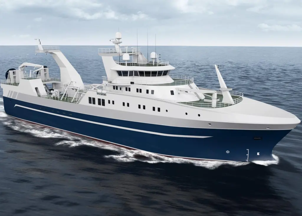 The new optimised stern trawler designed by Wärtsilä will reduce fuel consumption and notably increase overall vessel efficiency compared to currently available designs. Credit: Wärtsilä