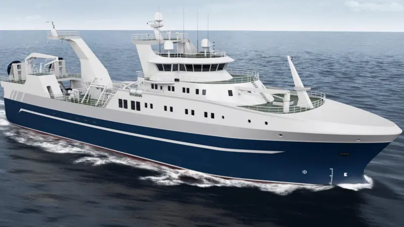 The new optimised stern trawler designed by Wärtsilä will reduce fuel consumption and notably increase overall vessel efficiency compared to currently available designs. Credit: Wärtsilä