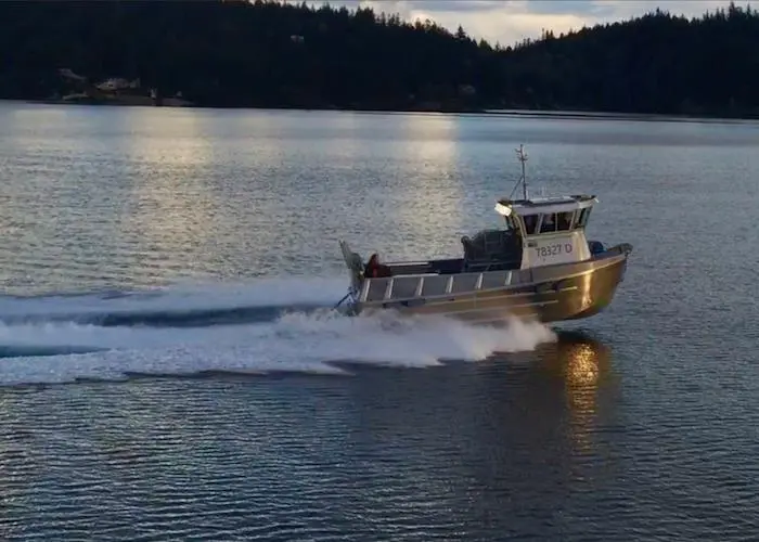 Tom Aliotti’s 'Mariola' at speed on Bellingham Bay