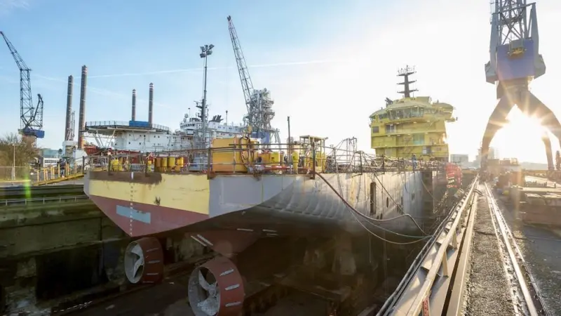 DSAm is converting the 'Eidsvaag Opal' into a fish feed carrier Credit: Damen