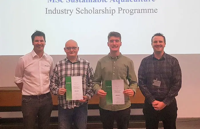 (l-r) Dr Benedict Standen, Jack Sears-Stewart, Paul Mosnier, Dr Daniel Merrifield Photo: Biomin and Erber Group