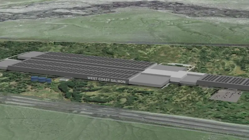An illustration of West Coast Salmon’s production facility Photo: AquaMaof