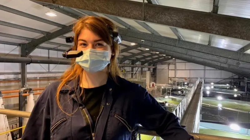 Emily Underhill, senior technician and fish health coordinator at Grieg Seafood Photo: Grieg Seafood