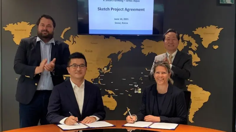 Artec Aqua and K Smart Farming have signed an agreement to plan and build and land-based salmon farm in South Korea Photo: Artec Aqua