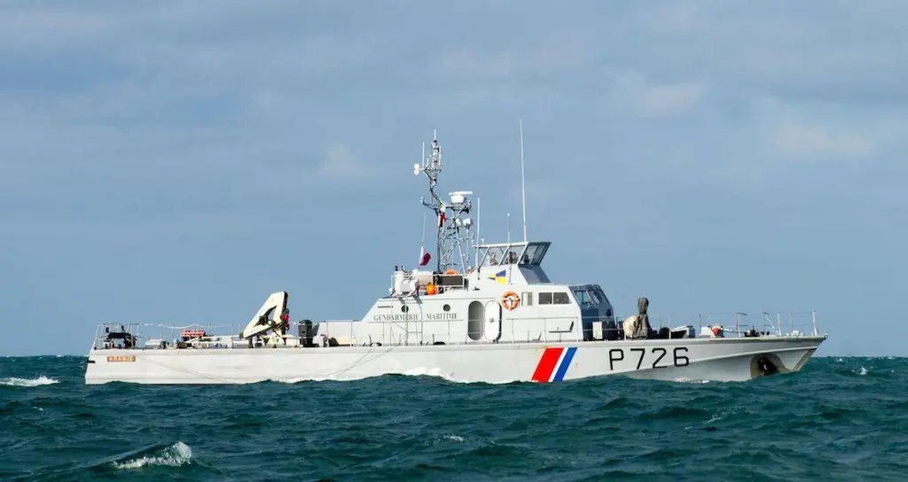 A French patrol vessel escorted a UK fishing vessel to Le Havre. Photo: Marine Nationale