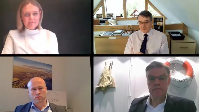 Helga Sigurrós Valgeirsdottir, Senior Account Manager - Corporate & Investment Banking at Arion Banki, moderator Nick Lambert, Director & Co-Founder of NLA International Árni M Mathiesen, Senior Advisor at Iceland Ocean Cluster, and Árni Páll Einarsson, C