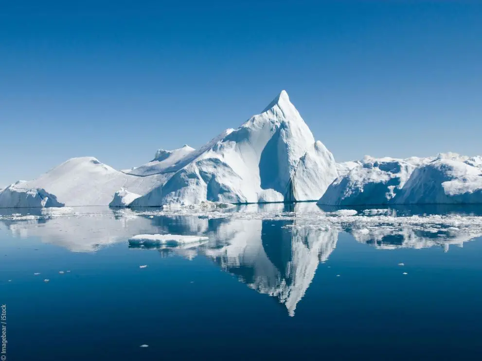 Icebergs drift off the Greenland coast