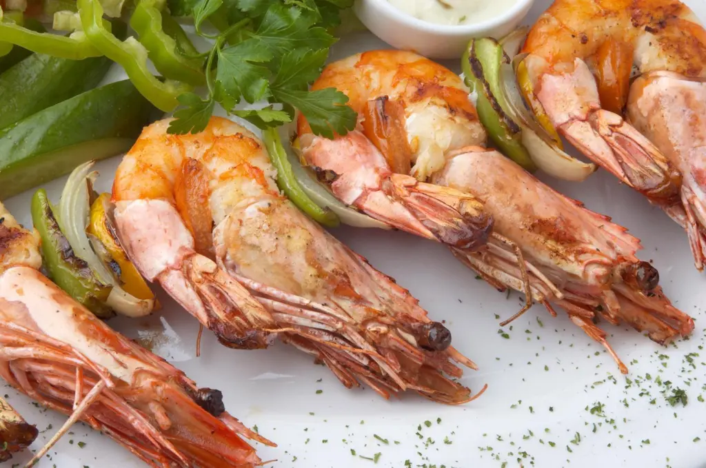 Farmed prawns