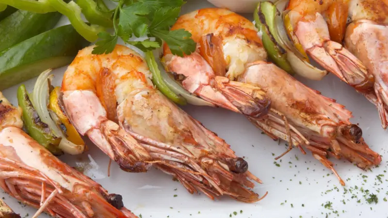 Farmed prawns