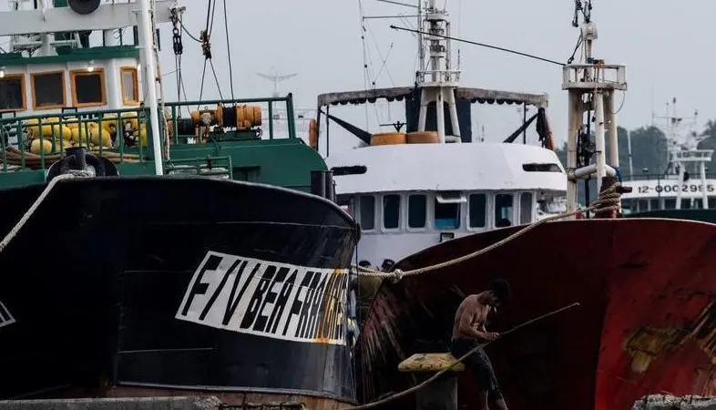 Fishing boats docked in General Santos City Port Complex in the Philippines
