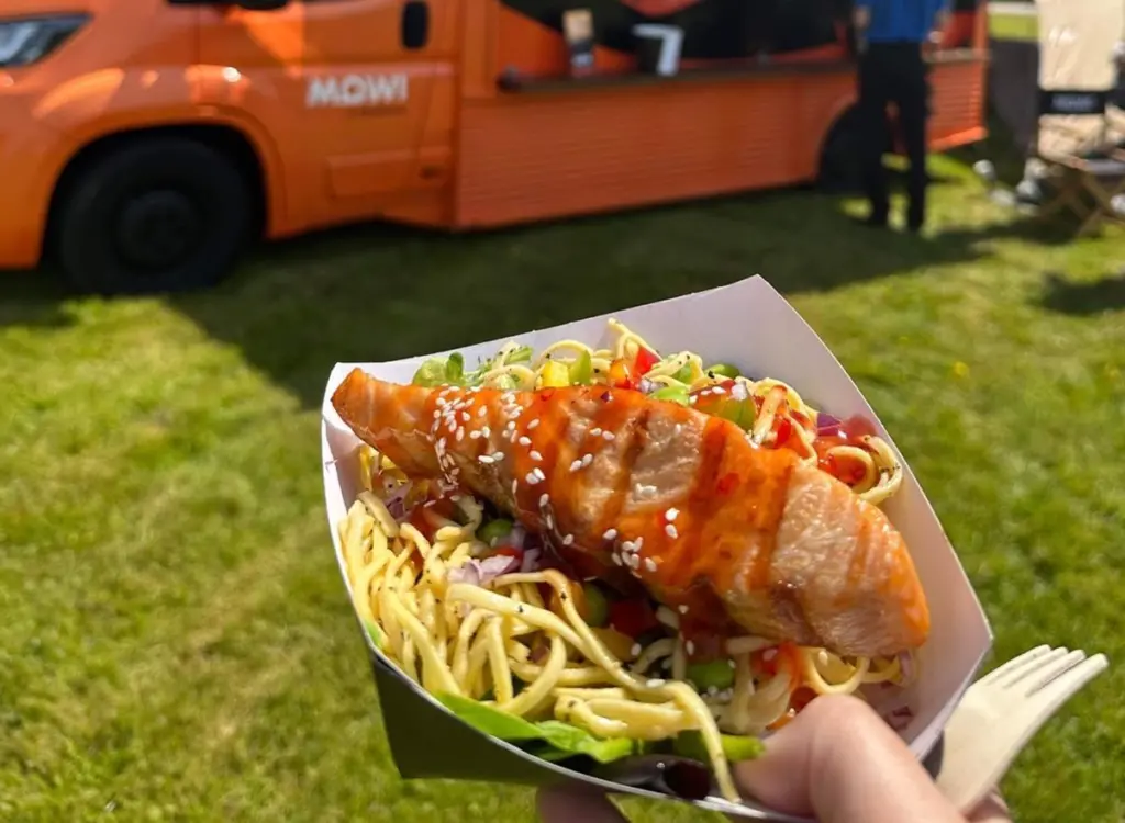 Scottish salmon fillet and noodle salad