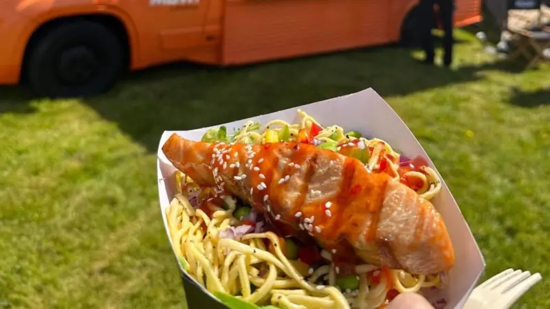 Scottish salmon fillet and noodle salad
