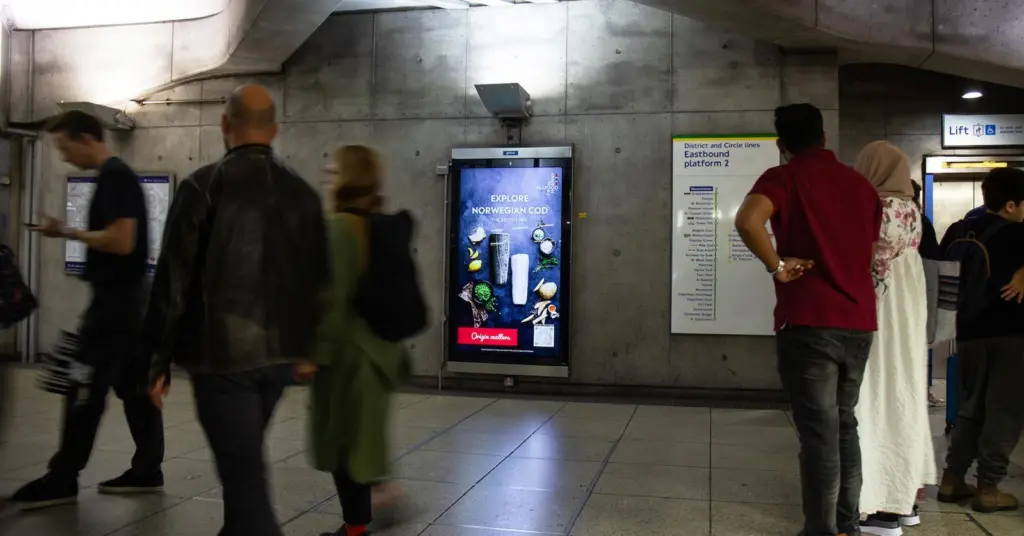Advertisement for seafood on the London Underground