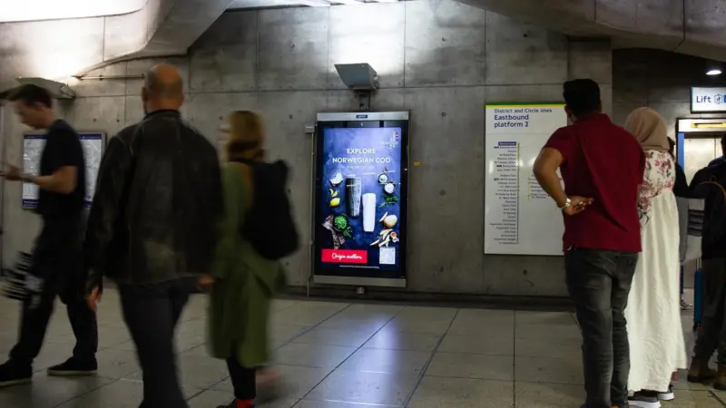 Advertisement for seafood on the London Underground