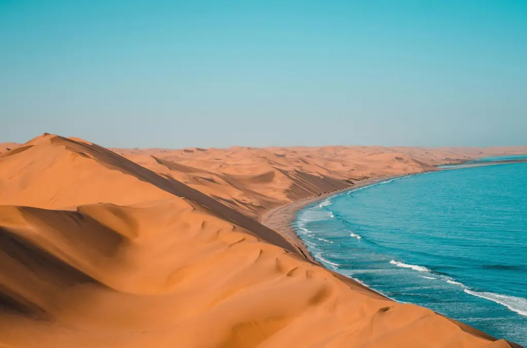 dunes and sea in Namibia