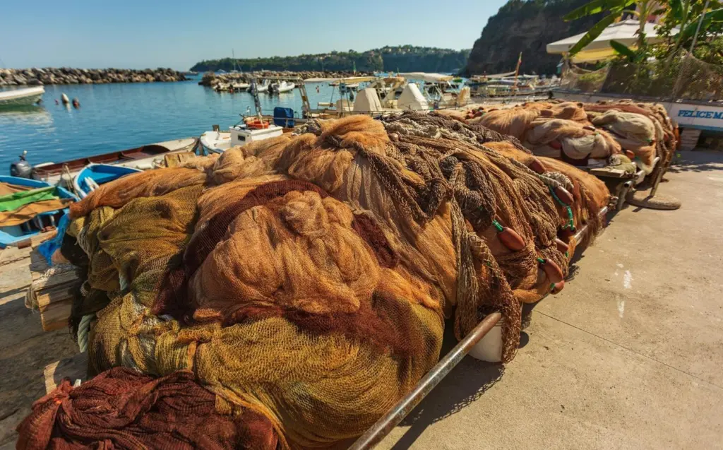 Fishing nets in Procida, an island in the province of Naples