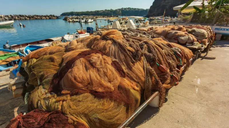 Fishing nets in Procida, an island in the province of Naples