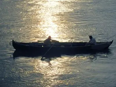 Fishing canoe at sea