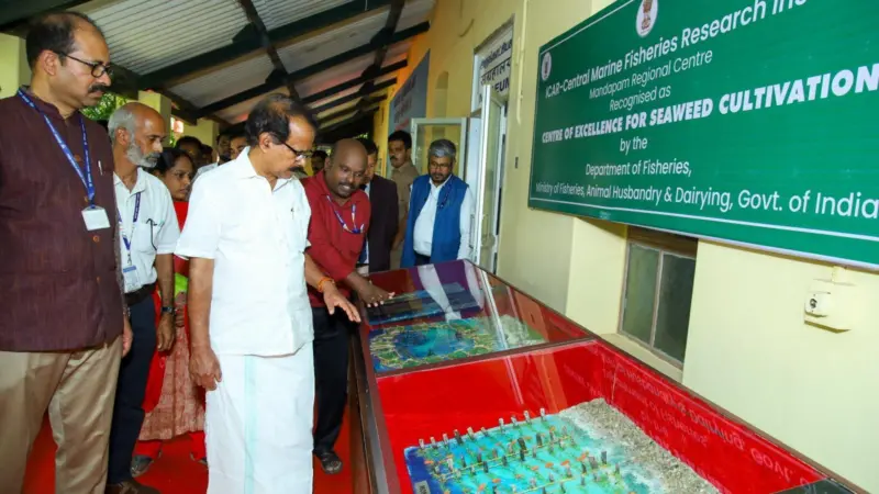 People at an inauguration ceremony for a centre of excellence for seaweed cultivation in India