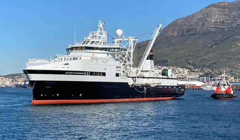 The Antarctic Endurance krill fishing vessel at sea
