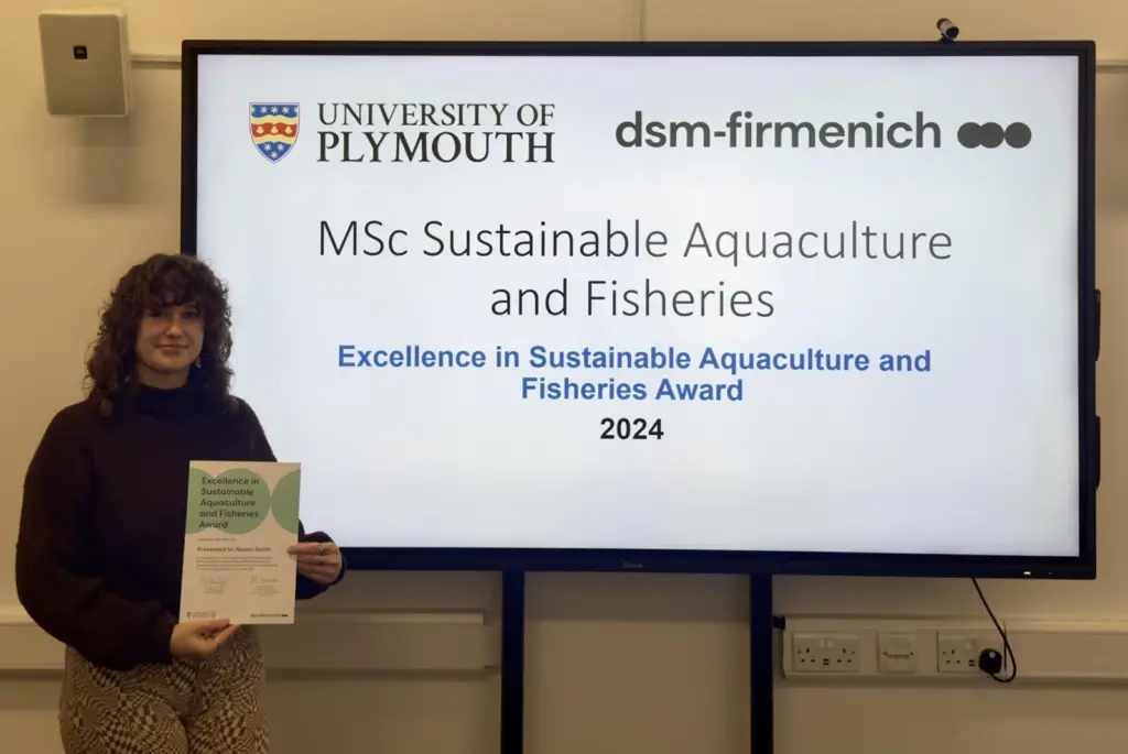 dsm-firmenich's 2024 Excellence in Sustainable Aquaculture and Fisheries Award winner Naomi Smith from the University of Plymouth UK